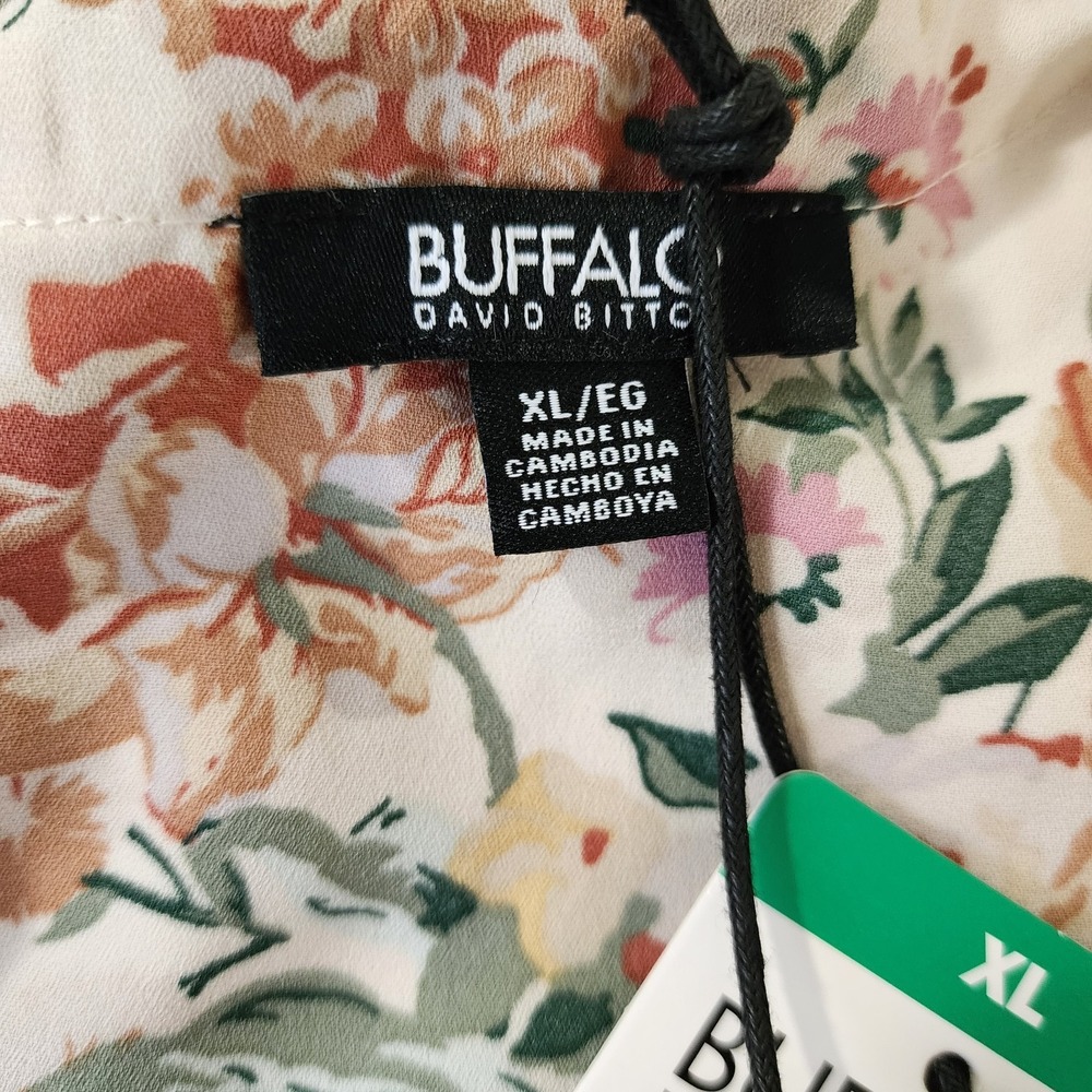 Buffalo David Bitton Women's Short Sleeve XL Blouse with Patch Pocket Floral - Picture 4 of 9